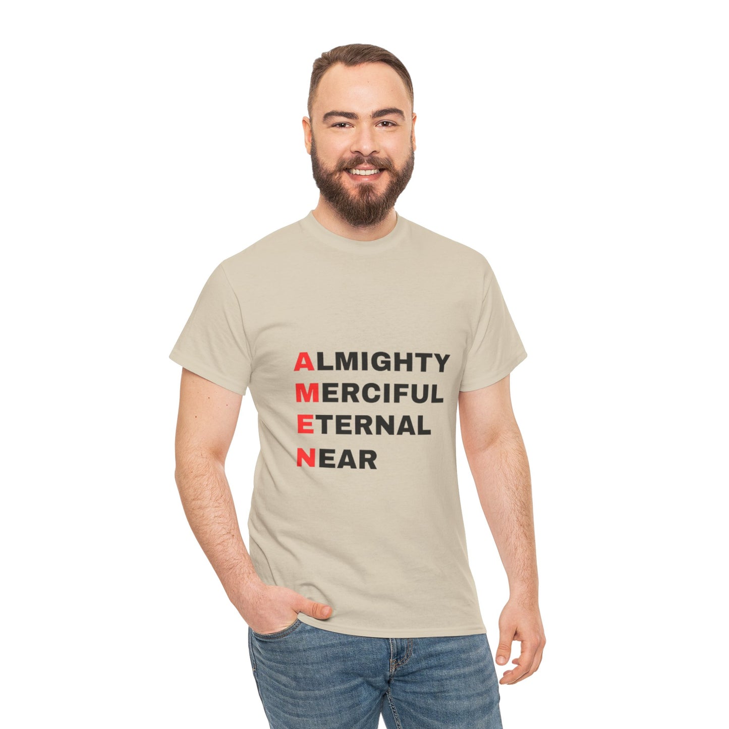 Inspirational Unisex Heavy Cotton Tee - "AMEN" Graphic T-Shirt