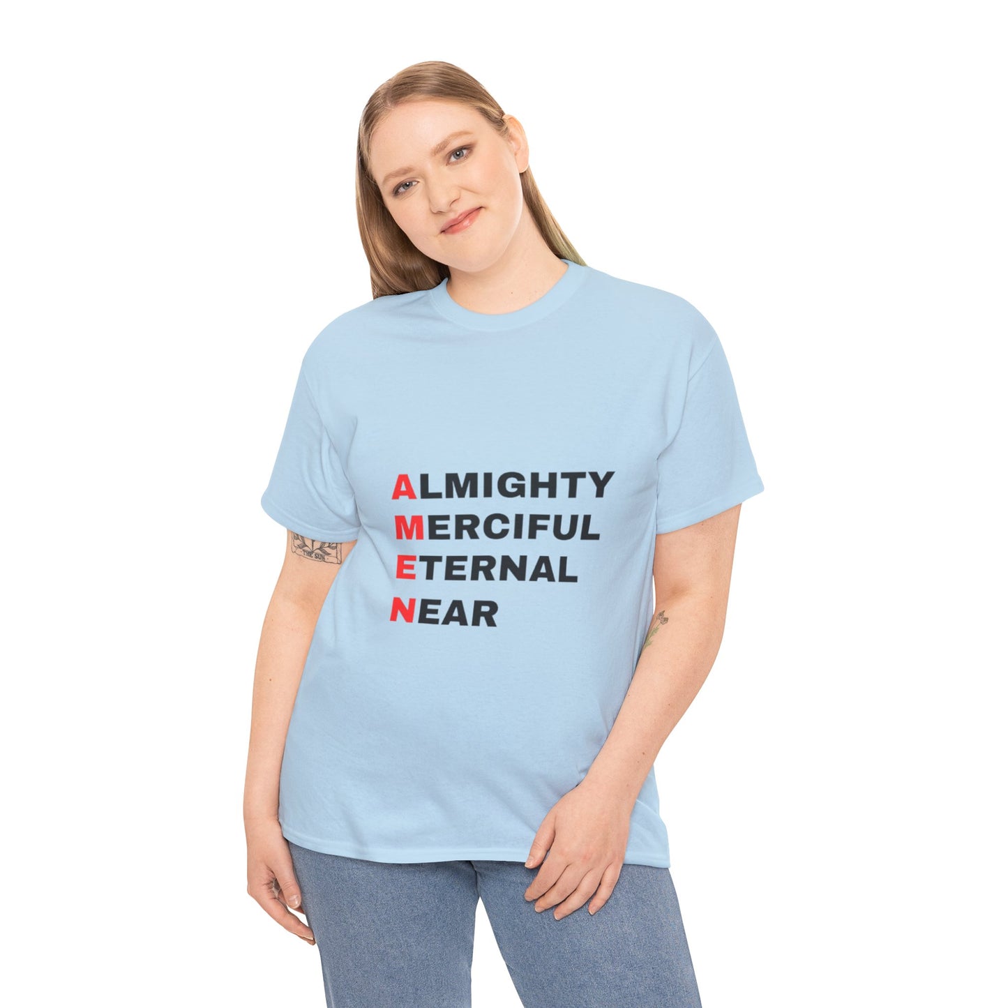 Inspirational Unisex Heavy Cotton Tee - "AMEN" Graphic T-Shirt