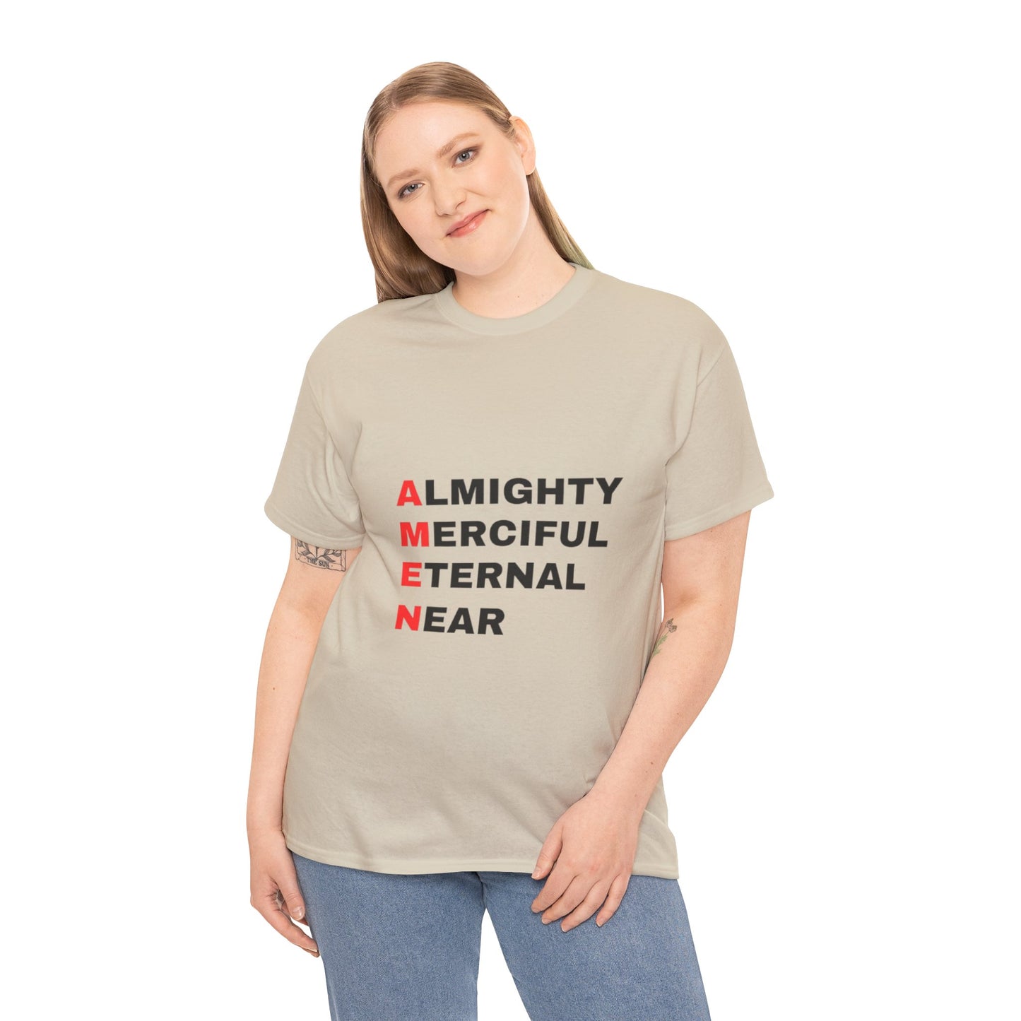 Inspirational Unisex Heavy Cotton Tee - "AMEN" Graphic T-Shirt