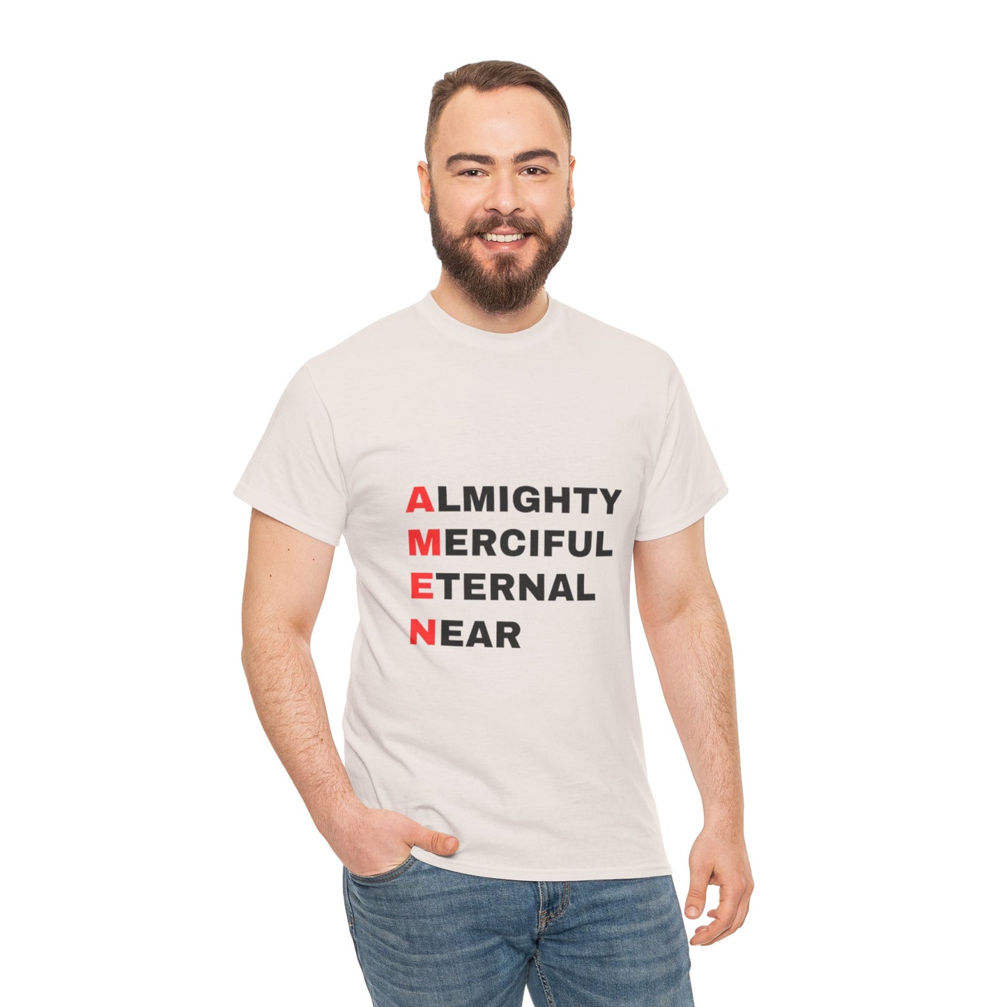 Inspirational Unisex Heavy Cotton Tee - "AMEN" Graphic T-Shirt