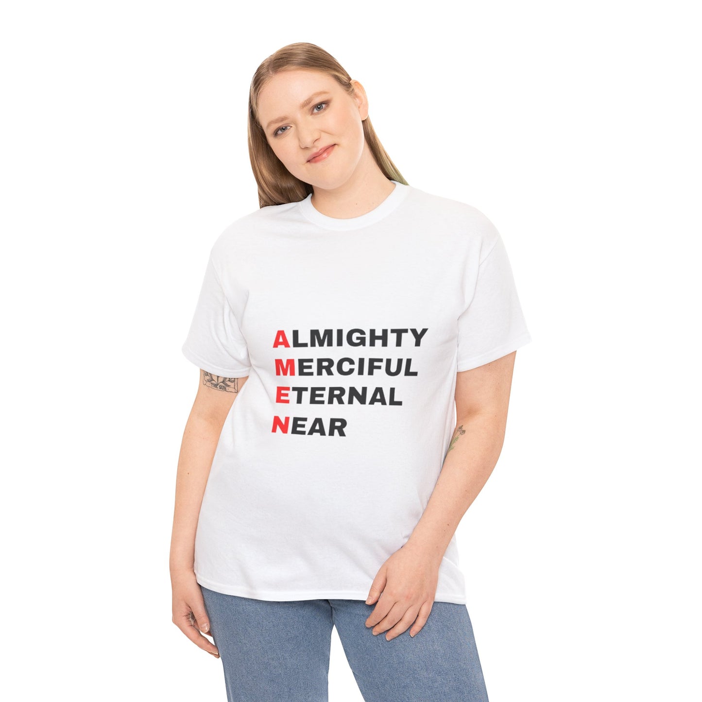Inspirational Unisex Heavy Cotton Tee - "AMEN" Graphic T-Shirt