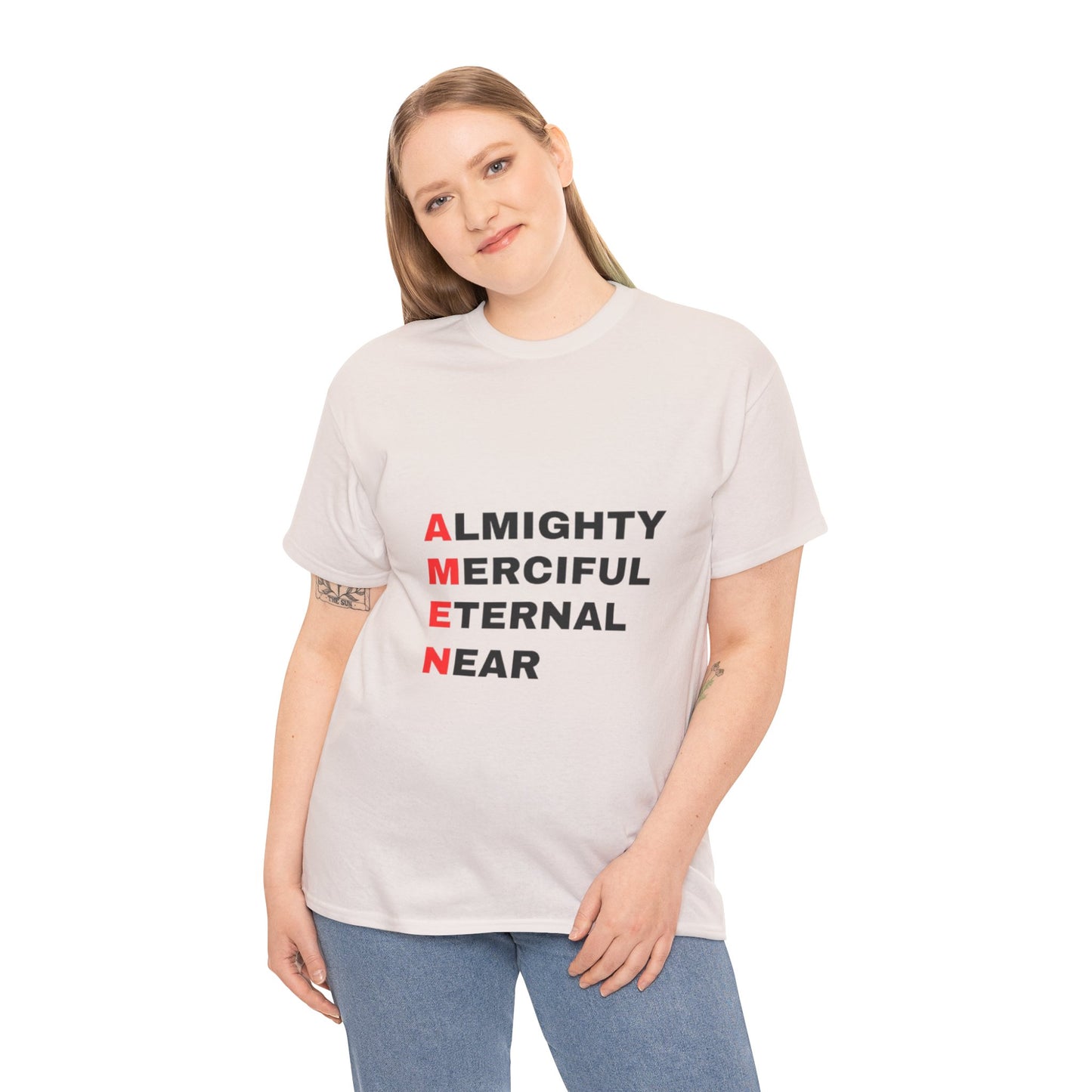 Inspirational Unisex Heavy Cotton Tee - "AMEN" Graphic T-Shirt