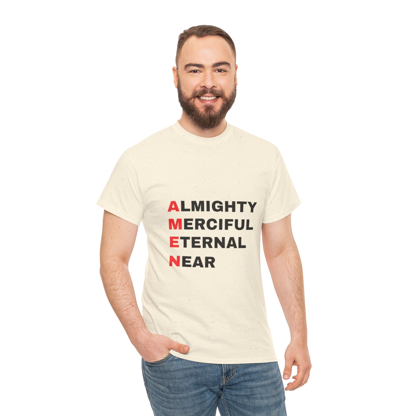 Inspirational Unisex Heavy Cotton Tee - "AMEN" Graphic T-Shirt