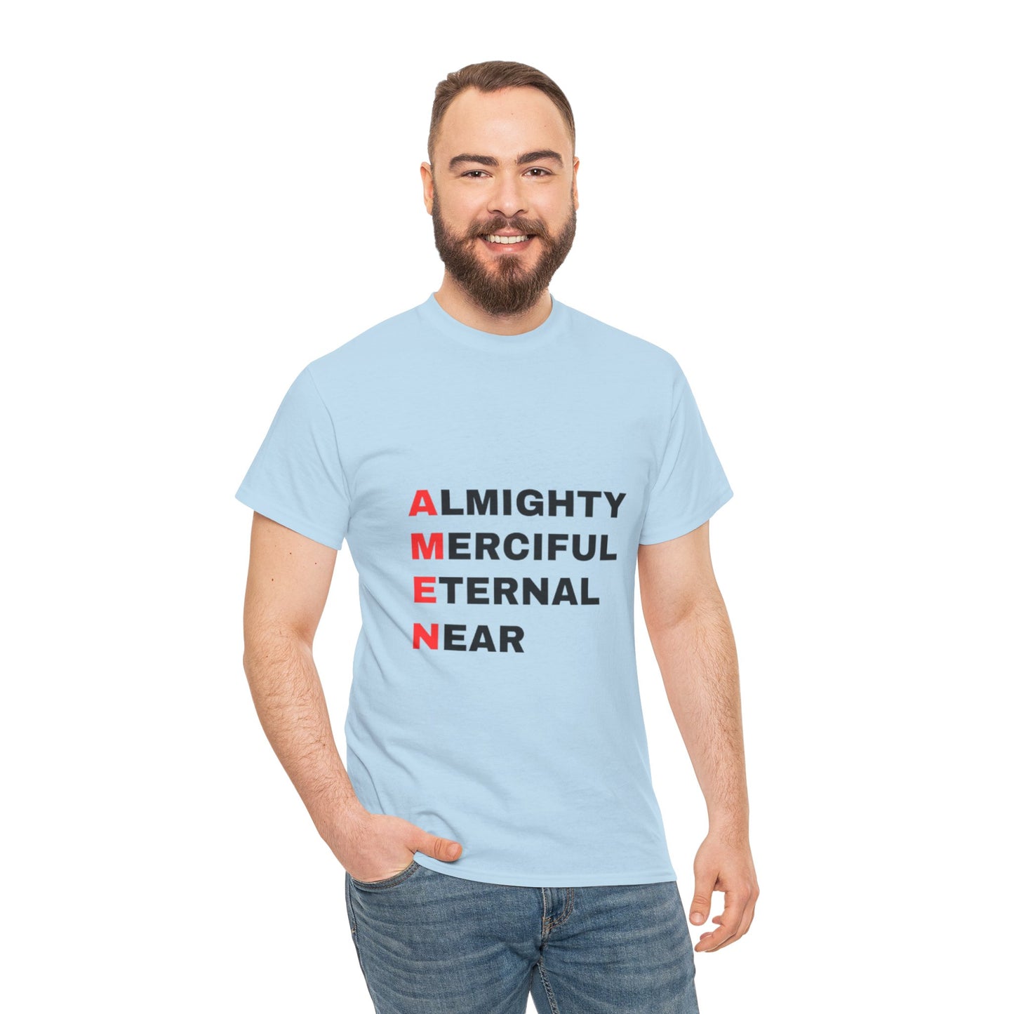 Inspirational Unisex Heavy Cotton Tee - "AMEN" Graphic T-Shirt