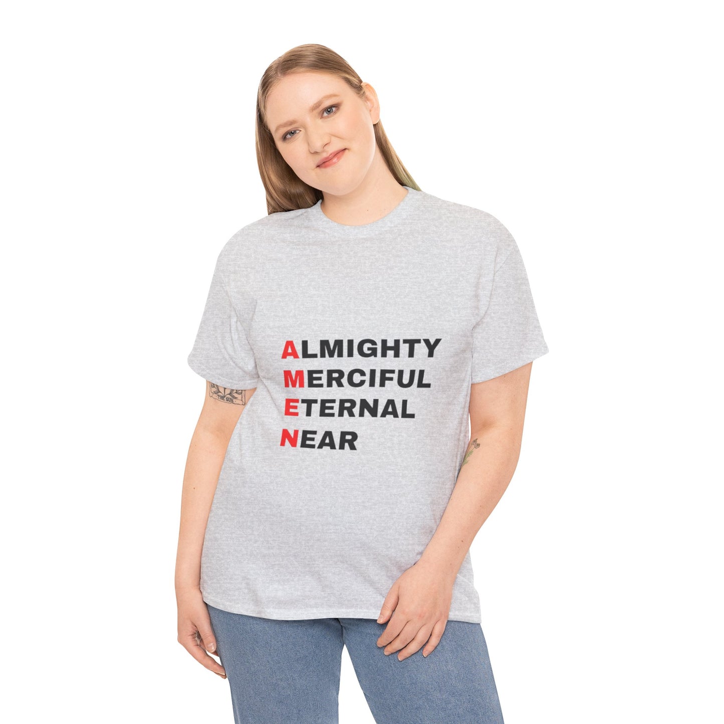 Inspirational Unisex Heavy Cotton Tee - "AMEN" Graphic T-Shirt