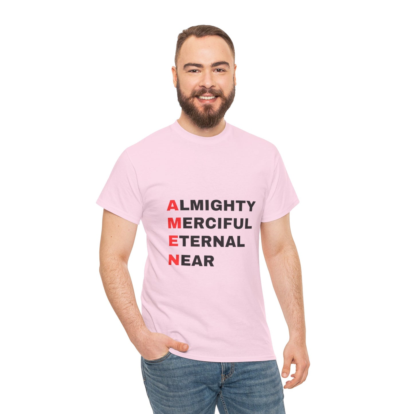 Inspirational Unisex Heavy Cotton Tee - "AMEN" Graphic T-Shirt