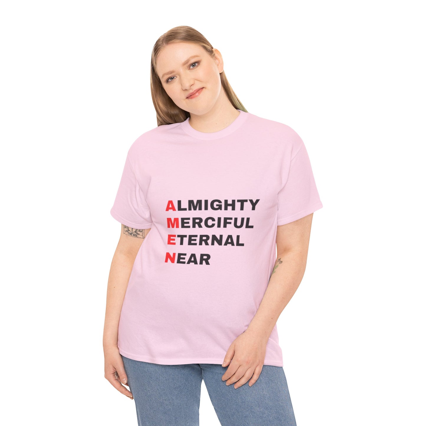 Inspirational Unisex Heavy Cotton Tee - "AMEN" Graphic T-Shirt