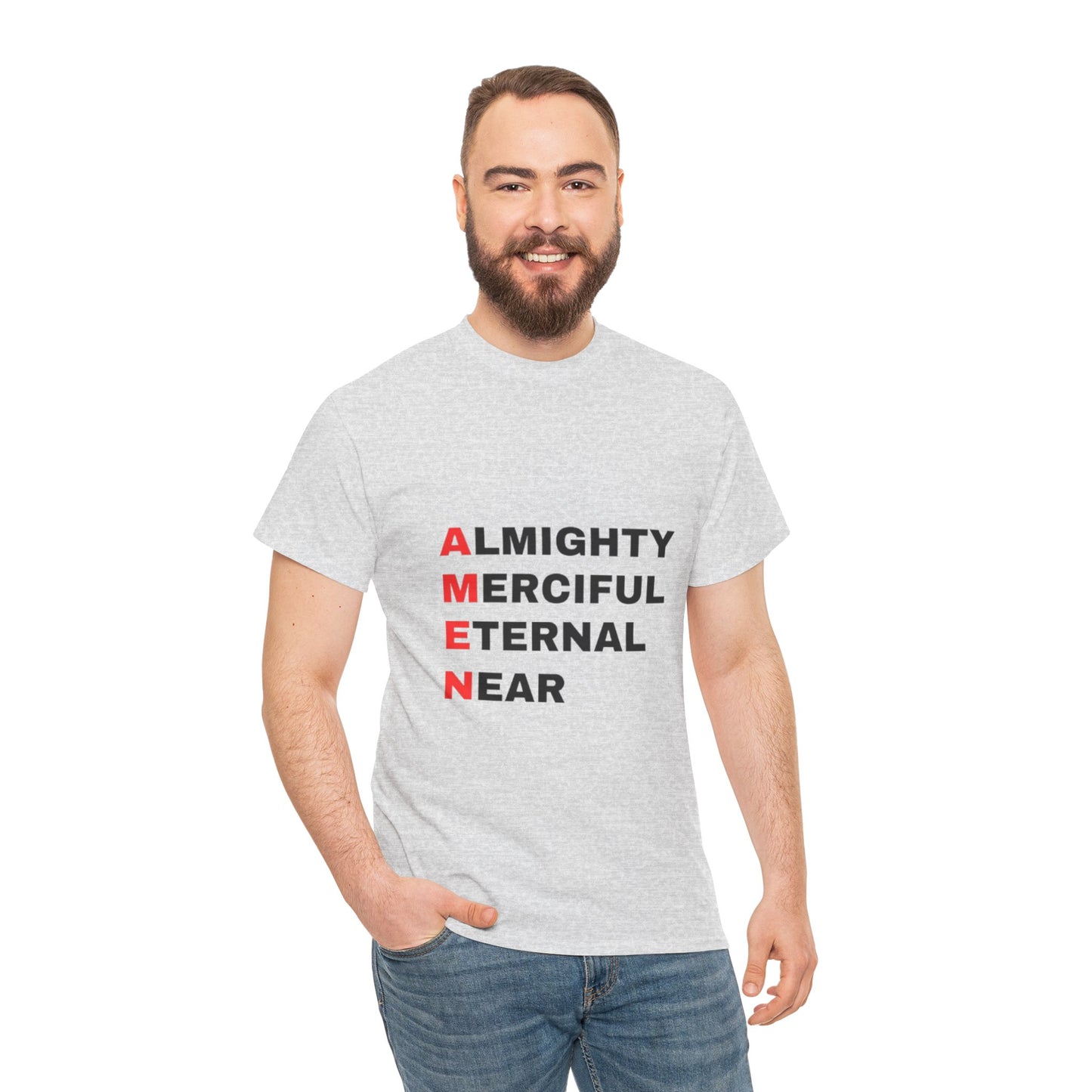 Inspirational Unisex Heavy Cotton Tee - "AMEN" Graphic T-Shirt