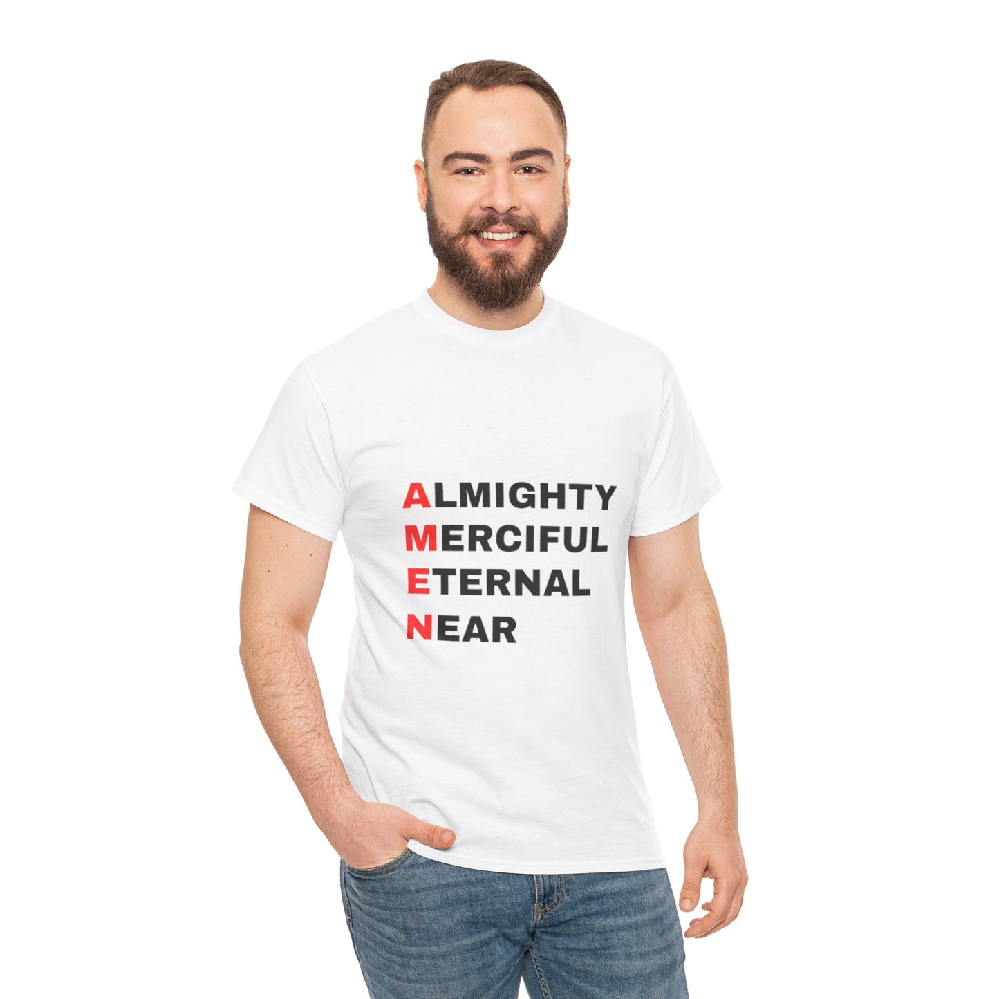 Inspirational Unisex Heavy Cotton Tee - "AMEN" Graphic T-Shirt