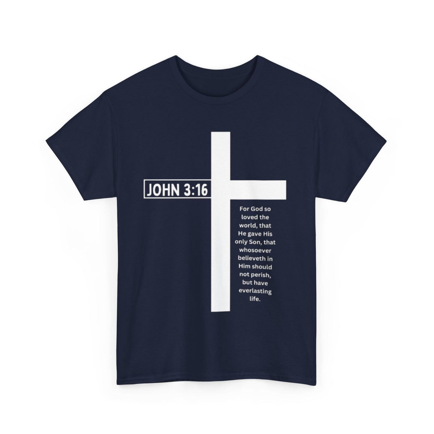 Faith-Inspired Unisex Heavy Cotton Tee - John 3:16 Cross Design