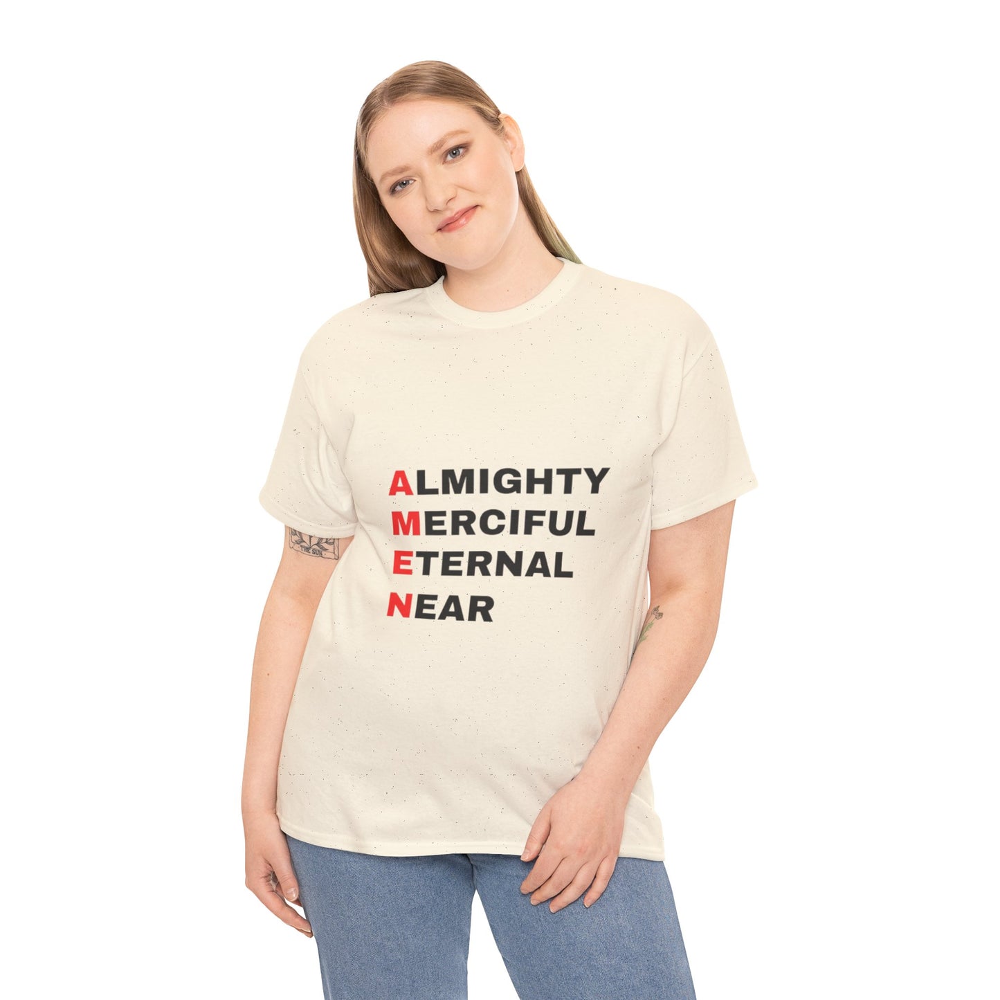 Inspirational Unisex Heavy Cotton Tee - "AMEN" Graphic T-Shirt