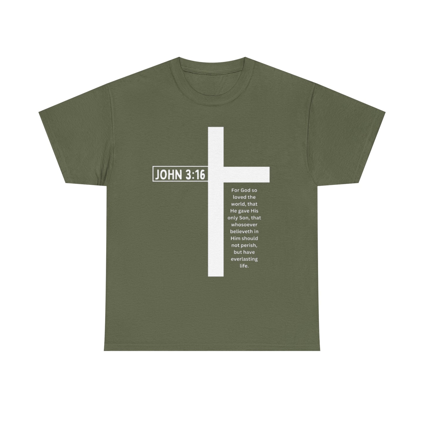 Faith-Inspired Unisex Heavy Cotton Tee - John 3:16 Cross Design