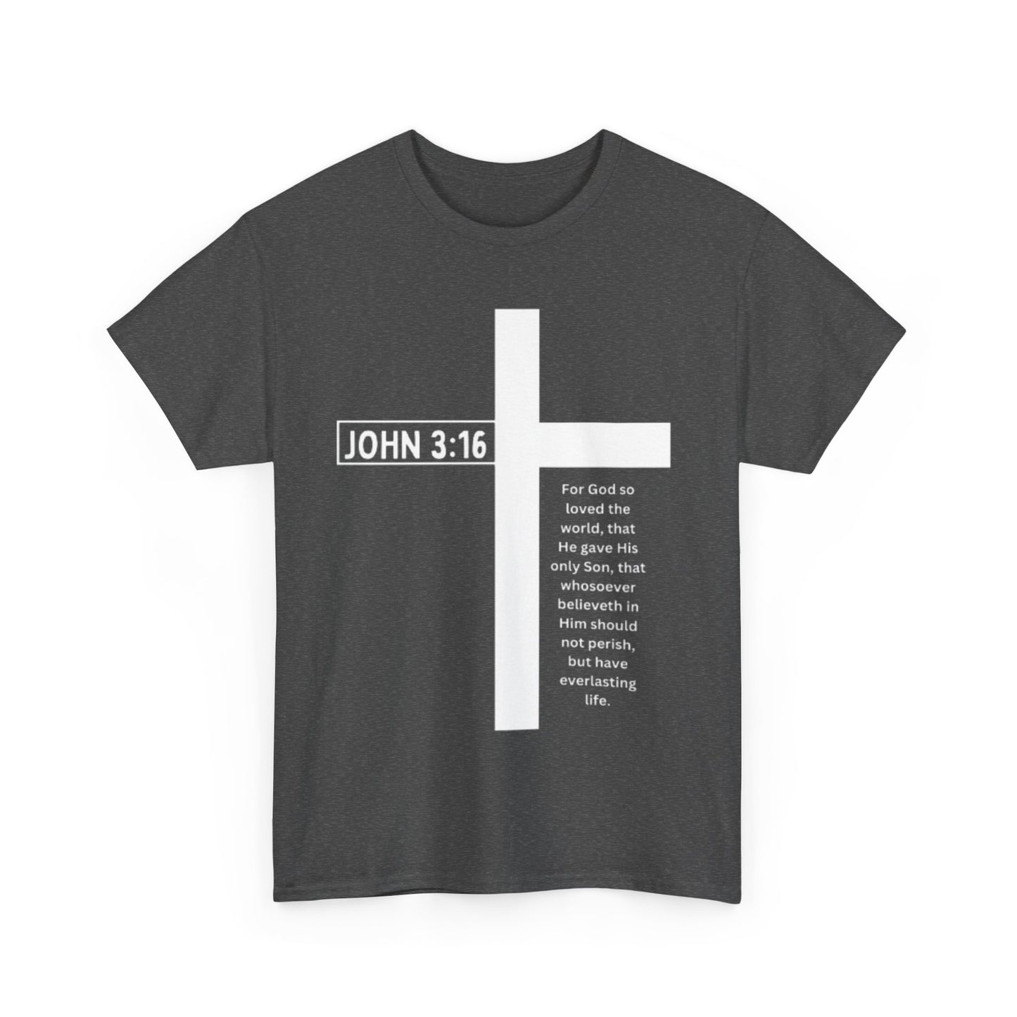 Faith-Inspired Unisex Heavy Cotton Tee - John 3:16 Cross Design