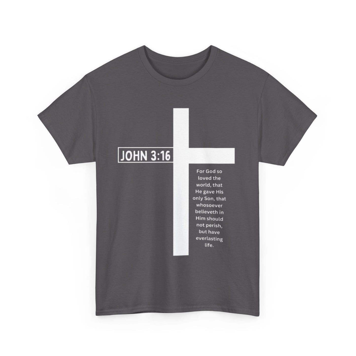 Faith-Inspired Unisex Heavy Cotton Tee - John 3:16 Cross Design