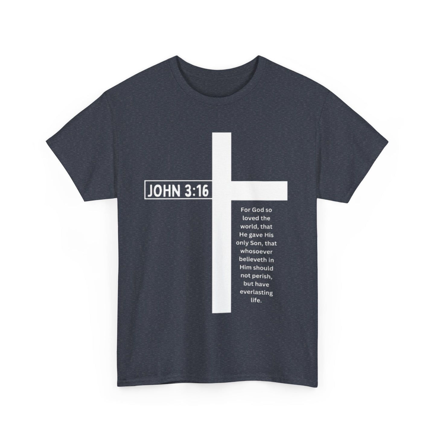 Faith-Inspired Unisex Heavy Cotton Tee - John 3:16 Cross Design