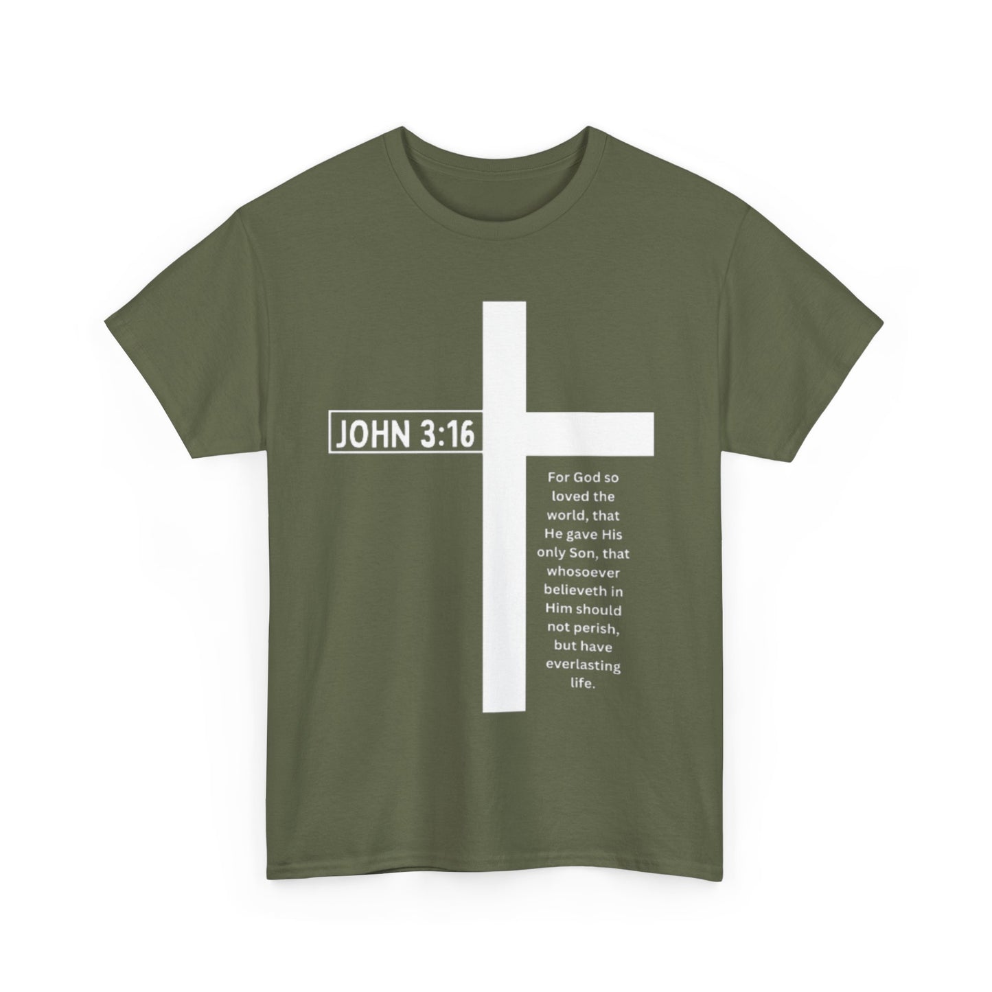 Faith-Inspired Unisex Heavy Cotton Tee - John 3:16 Cross Design