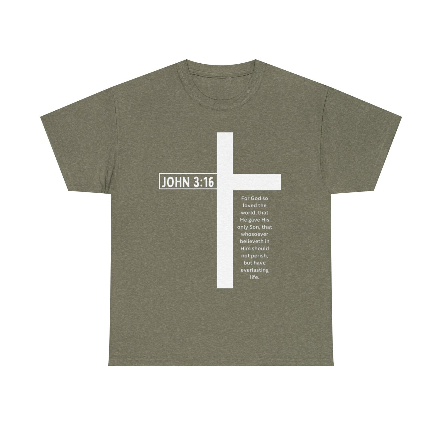 Faith-Inspired Unisex Heavy Cotton Tee - John 3:16 Cross Design
